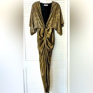 SHONA JOY. Twist Kimono Gold Maxi Dress. HOLIDAY AND SPECIAL OCCASION WEAR!